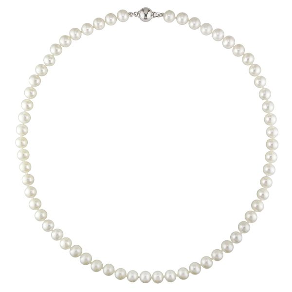 Miadora Sterling Silver White Cultured Freshwater Pearl Necklace (7-7.5 mm)