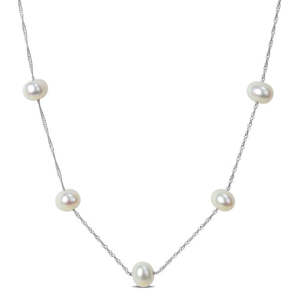 Miadora 5.5-6mm Cultured Freshwater Pearl Station 10k White Gold