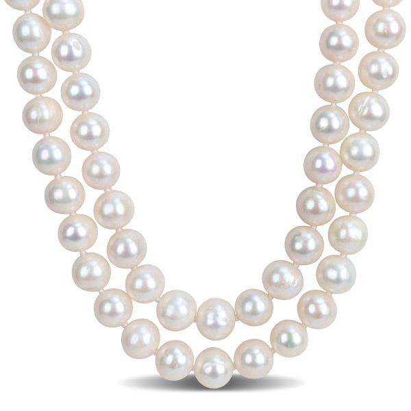 Miadora 9-10mm Cultured Freshwater Pearl 2-Strand Necklace Sterling Silver Clasp - 17 18 in